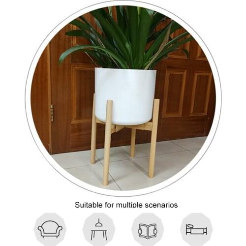 Adjustable Stand Holder Rack Wooden Sturdy for Flower Potted Indoor Outdoor EIG88