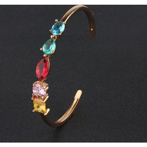 Funmode Luxury Open Bangles Bright Geometric AAA Cubic Zirconia Design Bracelets For Women Party Accessories FB04