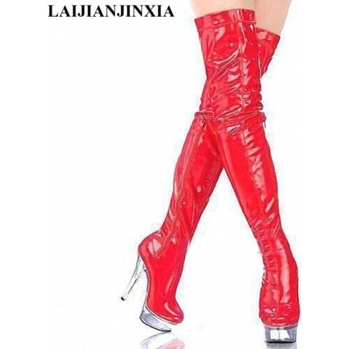 LAIJIANJINXIA High Heel Pumps Over-the-Knee Long Boots Women Sexy Boots Special Pole Dancing 15cm High Heels Motorcycle boots