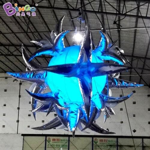 Awesome 2m LED Inflatable lighting bursting star/ colorful hanging inflatable star with creative thorns for party decoration