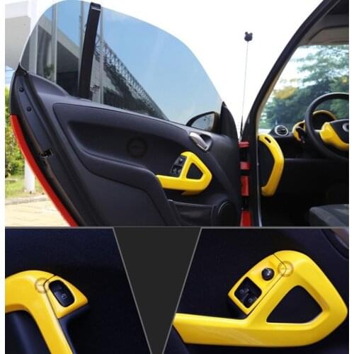 Fashion Yellow Exterior Door Bowl Cover Rearview Mirror Door Moulding Decoraed Frame For Benz Smart 2009 10 11 12 13 14 CAA205A