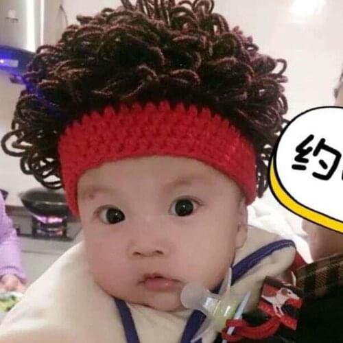 One-Four Years Old Autumn And Winter Handmade Knit Milk Wool Yarn Noodle For Baby Child Hat wig Cap Hair Accessories Keep Warm