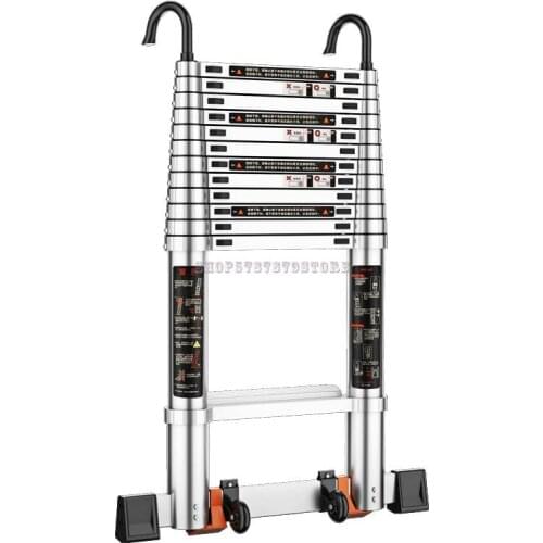 Retractable Ladder Household Folding Ladder Indoor Lift Stair Thickened Aluminum Alloy Engineering Ladder Vertical Ladd