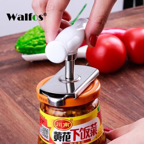 WALFOS Adjustable Multi-Function Bottle Cap Opener Stainless Steel Lids Off Jar Opener Labor-Saving Screw Opener Kitchen Gadget