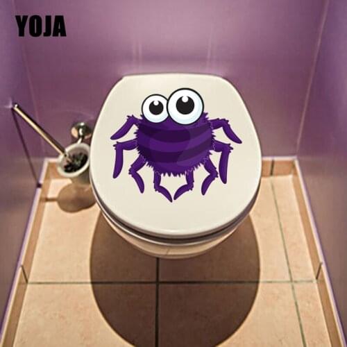 YOJA 23.9X20.9CM Intereting Toilet Decal Wall Sticker Home Decor Purple Cartoon Halloween Spider T5-1360