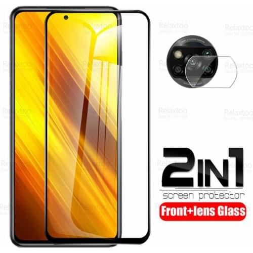 2in1 Camera Tempered Glass For Xiaomi Poco X3 Pro NFC M3 F3 GT 5G Screen Protector Xiomi Pocophone X M F 3 Protective Cover Film