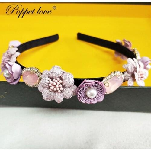 Crystal Flower Headbands Woman Full flower Rhinestone Hairbands Queen Wedding Hair Accessory