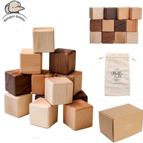 1Set Exquisite Wooden Cube Blocks for Children Nordic Style Toys Baby Stacking Games Montessori Educational Toys Newborn Gifts
