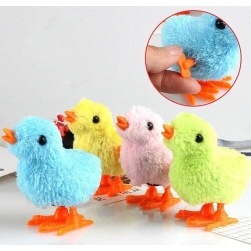 1PCS Cute Plush Wind Up Chicken Kids Educational Toy Clockwork Jumping Walking Chicks For Children Baby Gifts Random Color