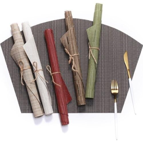 2pcs/pack 45x30cm Sector PVC Table Mats Pads Bamboo Lines Placemat Heat Insulation Tableware Pads Table Decoration Collection