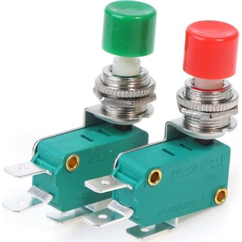 1Pc DS-438 Momentary Red /Green Push Button Actuator Micro Limit Switch 12mm Push Button Working Voltage 250V