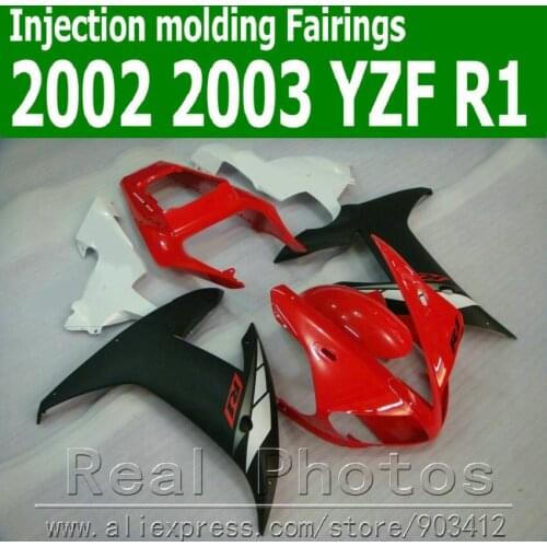 100% Injection molding fairings for YAMAHA R1 2002 2003 YZF R1 plastic fairing kit 02 03 matte black red bodyworks set JK42