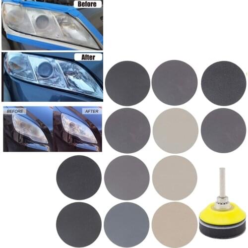 182PCS Car Headlight polishing Sandpaper kit 2 Inch Wet Dry Sanding Discs Sander Sheets with Backing Pad Soft Foam Buffering Pad