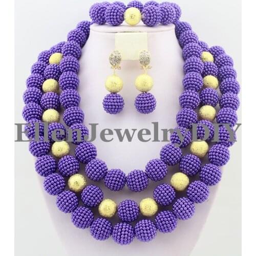 2017 New Purple African Jewelry Sets Indian Nigerian Beads Wedding Jewelry Set Luxury Bridal Jewelry Set Free Shipping W8551