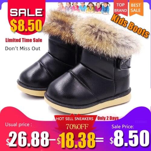2021 Baby Kids Winter Boots Girls Boys Snow Boots Warm Plush Rabbit Fur Children Winter Boots for Baby Girls Baby Boys Shoes