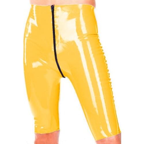 2021 Plus Size Seven Leggings Elastic Fluorescent Candy Colors Short Pants PVC Front Zip High Pants Faux Leather Short Pant 7XL
