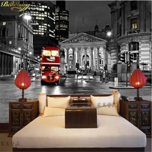 Beibehang papel de parede 3d photo European retro black and white photos of street architecture art 3D vision 3d wallpaper mural