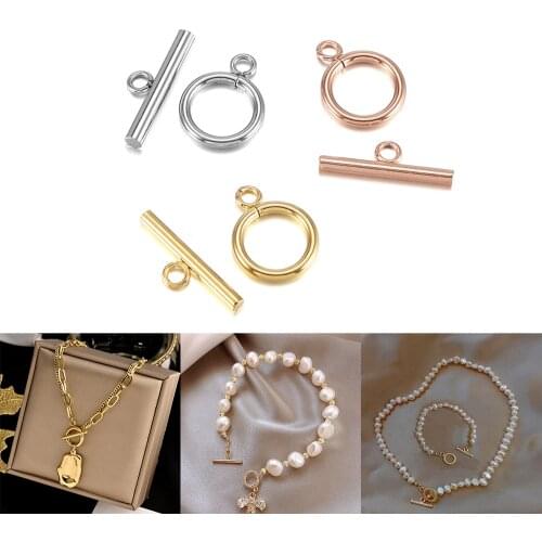 6 Sets Stainless Steel Fastener Bracelet Gold Color Clasp Buckle Connector OT Clasps For DIY Jewelry Making Findings Accessories