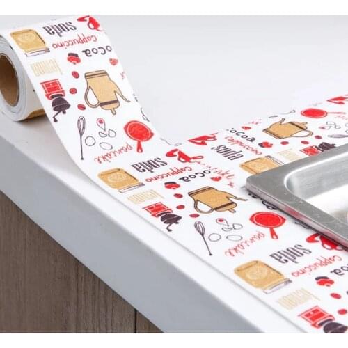 2.8M Kitchen Table Mat Shelf Drawer Mat Oil-Proof Wall Stickers Cabinet Mat tile stickers Shower Sink Bath Sealing Strip Tape