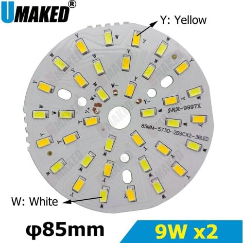 9Wx2 Warm/Cold White two color in one PCB 85mm 5730 SMD Light Board Led Lamp Panel For Ceiling PCB With LED diy for downlight