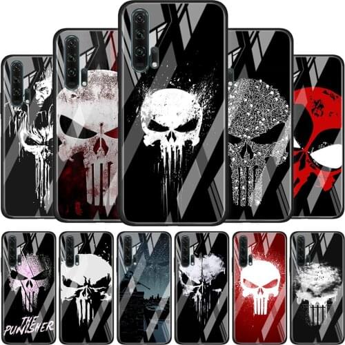 Marvel Punisher Skull Tempered Glass Cover For Honor 30 20 10 9X 8X Lite Pro Plus Phone Case Coque Shell