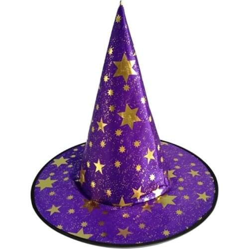 Halloween Hat Bronzing Witch Wizard Hat Headgear Masquerade Peaked Cosplay Props Decoration Fancy Dress up Party Costume