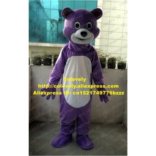 Lovely Purple Teddy Bear Mascot Costume Mascotte Adult With Black Round Eyes Chubby Cheeks Party Outfit Suit No.1097 Free Ship