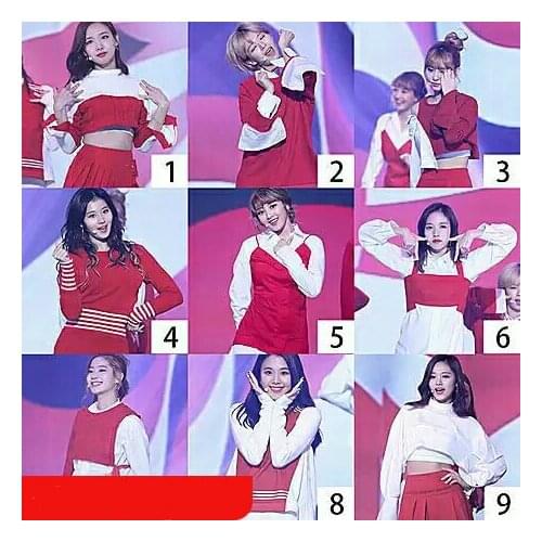 Kpop TWICE stage show same korean red slim long sleeve shirts tops+sexy High waist mini skirt sling dress women 2 piece outfits