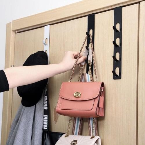 1PC 4 Holes Metal Door Back Clothes Hooks Free Punch Door Back Hanger Wall Hanging Bag Coat Storage Rack