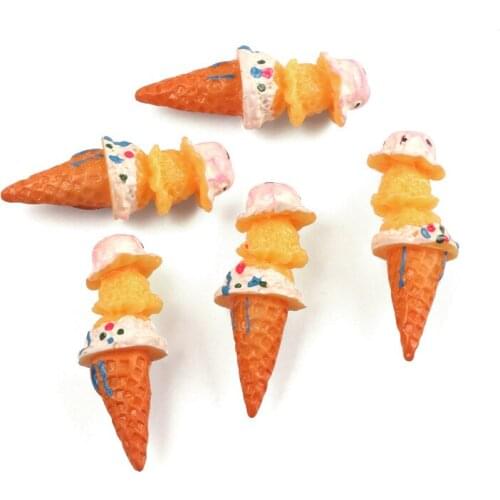 LF 10Pcs Resin Ice Cream Decoration Craft Flatback Cabochon Embellishments For Scrapbooking Cute Diy Accessories