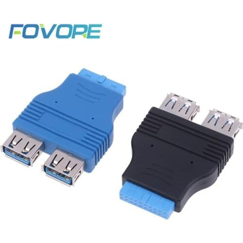 Motherboard 2 Ports USB 3.0 A Female to 20 Pin Header Female Connector Adapter USB 3.0 Compatible Data Transfer Rate of 4.8 Gbps
