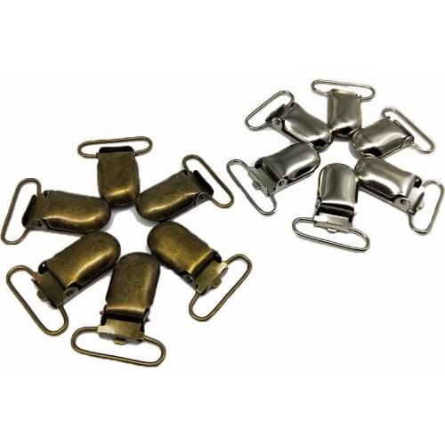 Sillver/Bronze metal hook baby dummy pacifier holder clips suspender clip soother clips for baby ribbon 30 pcs/lot 1'' 25mm