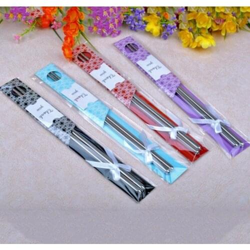 Fashion Wedding Favors Gift Table Decor Stainless Steel Chopsticks Tableware With Retail Package LX8726
