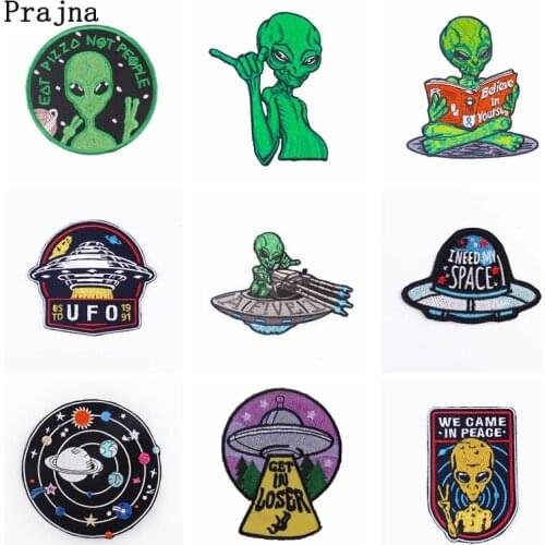 UFO Patch Iron On Patches On Clothes Thermal Stickers Embroidered Patches For Clothing Alien Patch For Clothes Jackets DIY Decor