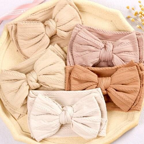 Cable Design Turban Nylon Double Bow Headband for Baby HairBand Soft Elastic Headband Twist Kids Headwear Girls Hair Accessories