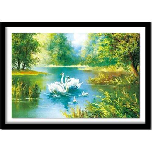 New!3D Diamond Painting Cross Stitch Pattern 5D Diamond Embroidery Swan Lake diamond Resin Home Decor DIY diamond art