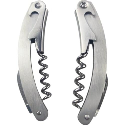 100Pcs/Lot Stainless Steel Bottle Opener Plated Corkscrew Double Hinge Waiters Wine Key Bottle Opener Bar Home Office Kitchen