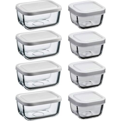 Pasabahce 4 pcs Glass Storage Bowl Set Storage Container refrigerator crisper storage box PP food storage box Storage Containers Glass