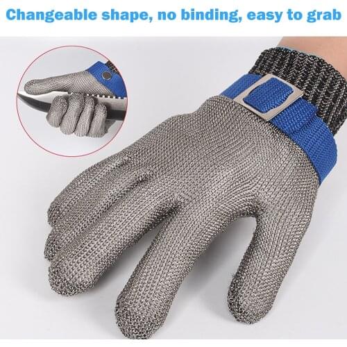 New Glove Anti-Cutting Level 5 HPPE+Stainless Steel Ring Cut Resistant Glove For Glass Working Wood Processing Ring Iron Gloves
