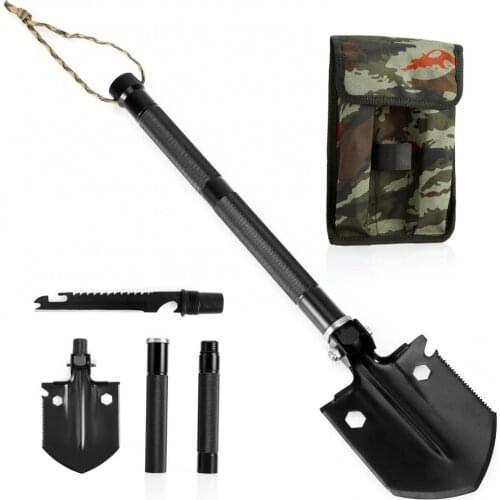 Portable multifunctional shovel stainless steel non-slip handle knife compass survival tool For hiking/cross country/gardening