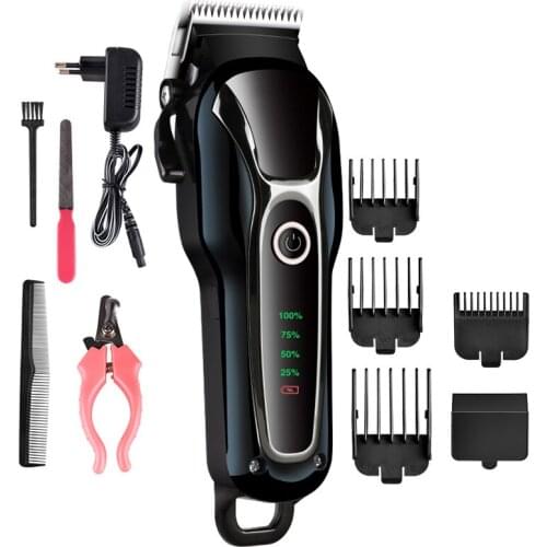Professional Rechargeable Cordless Pet Hair Trimmer Grooming Kit Low Noise Cat Dog Clippers