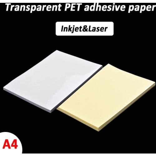 PET Transparent Self Adhesive Sticker Paper For Inkjet or Laser Printer A4 Size 10 or 15 sheets