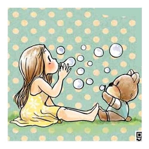 Blowing Bubbles Girl Transparent Silicone Rubber Seal Paper Scrapbook DIY Holiday Pattern Album Paper Card Decoration Stamp