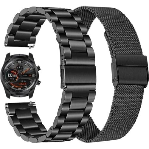 22MM Stainless Steel Strap For Ticwatch Pro 2020/2019 Smart Watch Band Replace Bracelet Wrist Straps For Ticwatch Pro 4G eSIM