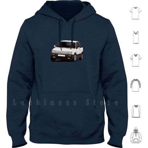 S Ibiza Sxi-021a-White Hoodies Long Sleeve Ibiza Sxi Ibiza Spanish Car 80s Car Hot Hatch Turbo Cornering Car