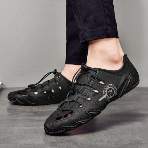 Summer Men Sandals Genuine Leather Men Casual Outdoor Men Beach Roman Breathable Loafers 2021 Fashion Comfortable Leisure