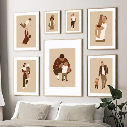 Happy Father Baby Boy Girl Love Family Wall Art Canvas Painting Nordic Posters And Prints Wall Pictures For Living Room Decor