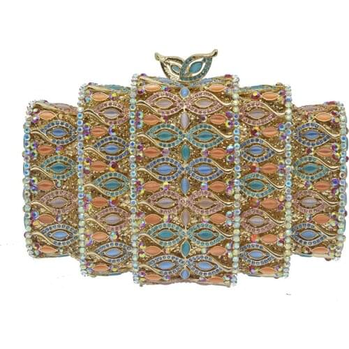 Silver Metal Clutch Blue Crystal Purse Evening Bags Clutches Green Rhinestone Women Hollow Out Clutch Party Wedding Handbags