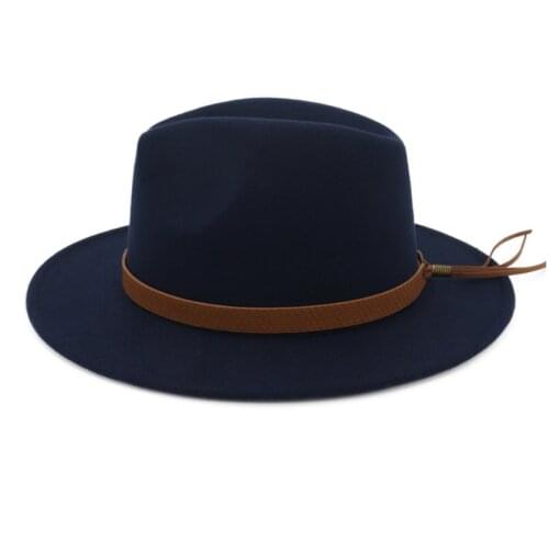 New 2020 High Quality Womens Felt Hat Fedoras Big Brim Hats For Women British Style Vintage Church Hats Lady Flat Brim Fedoras