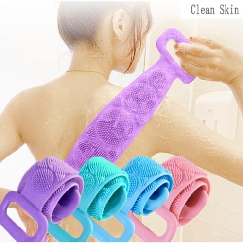 Silicone Back Scrubber Soft Loofah Bath Towel Bath Belt Body Exfoliating Massage For Shower Body Cleaning Bathroom Shower Strap